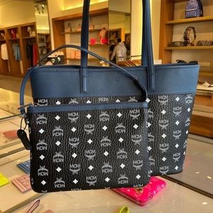 Price firm! Last one! MCM black color medium size tote and pouch $760+ tax